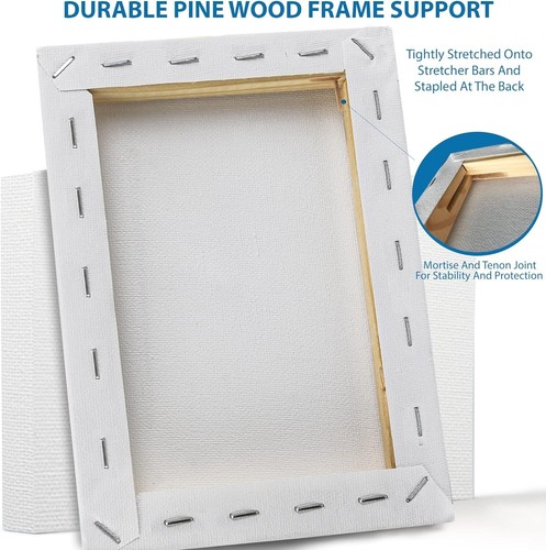 Stretched Canvases for Painting - 10 Pack - 4x4, 5x7, 8x10, 9x12, 11x14 Inches - Picture 5 of 9