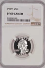 1959 Washington Quarter Proof NGC PF 69 CAMEO PR69CAM Frosty Coin Near DCAM 50C
