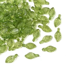 5000pcs Transparent Acrylic Leaf Charm Green Pendant for Bracelet Earring Making