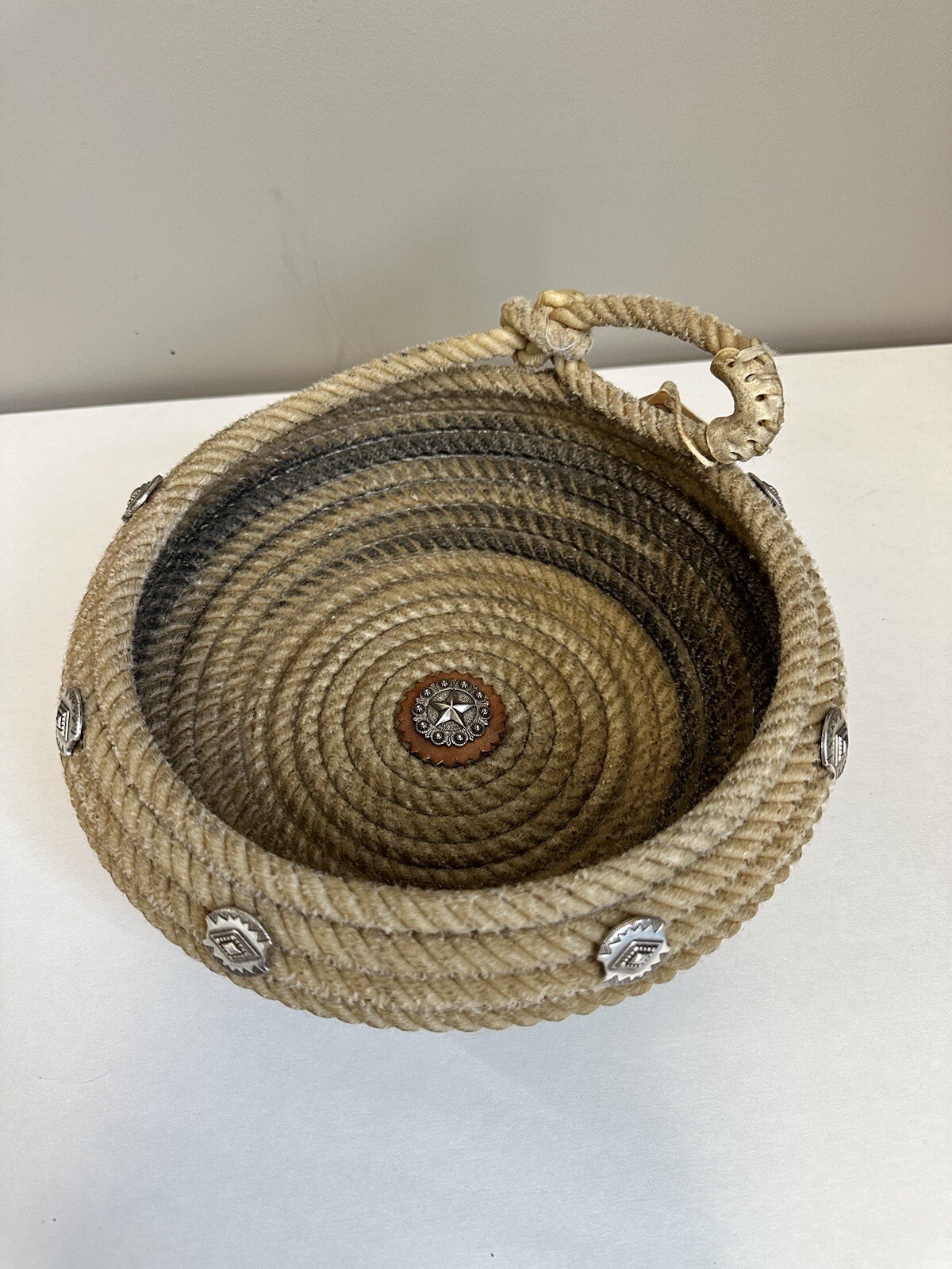 Lariat Lasso Western Rope Bowl Basket Country Ranch Western Decor