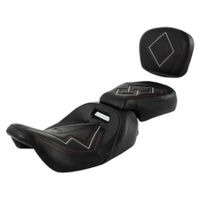Driver & Passenger Seat + Sissy Bar Pad Fit For Harley Touring Road Glide 09-23