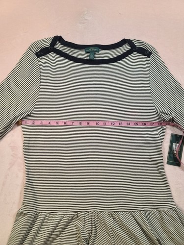 NWT RL Lauren Ralph Women Striped Ruffle Dress 3/4 Sleeve Scoop Neck Size XL - Picture 7 of 10
