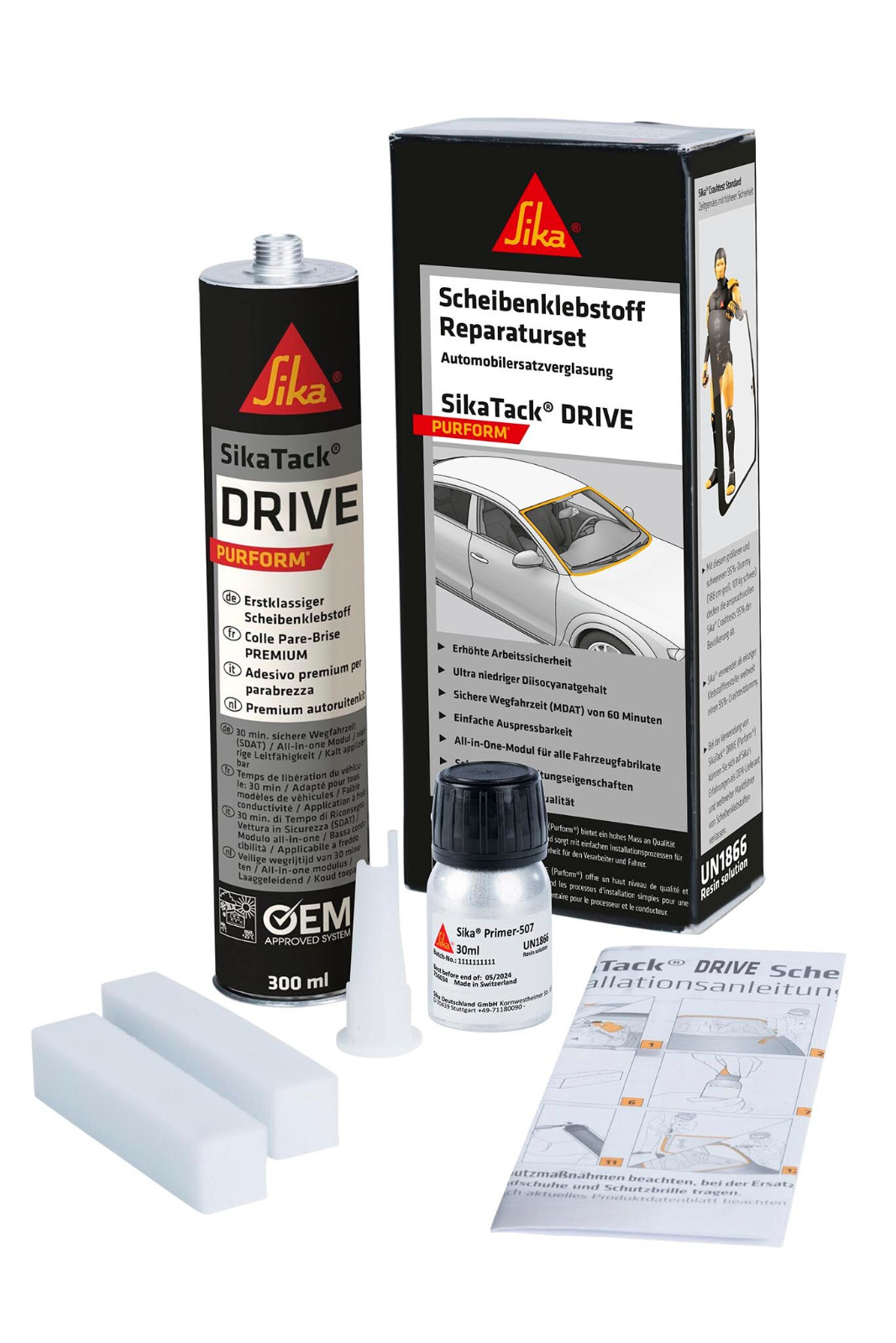SikaTack Drive Repair Set - Scheibenkleber Set, ehemals SikaTack PRO