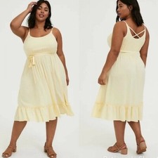 Size 0X Torrid Yellow Summer Midi Dress