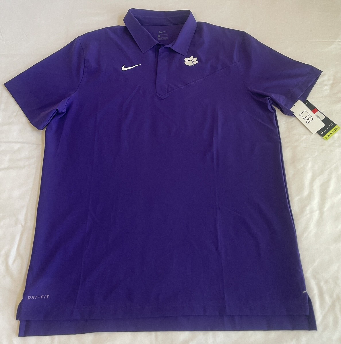Nike Clemson Tigers Sideline Short Sleeve UV Football Polo Men's L