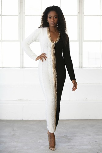 Adora Two Toned Chain Trim Sweater 