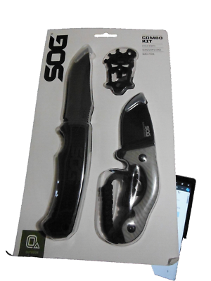 NEW! 5pk SOG FIELD COMBO KIT! 2 FIXED BLADE KNIVES, 2 SHEATHS, 1