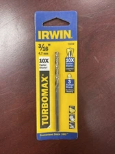 New Irwin Turbomax High Speed Drill Bit 3/16" #73312