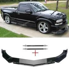 For Chevy S10 Xtreme Front Bumper Lip Splitter Spoiler Body Kit + Strut Rods