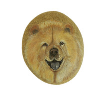 CHOW CHOW DOG Hand Painted on a Beach Rock Paperweight