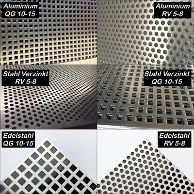 Verschiedene Lochbleche aus Aluminium, Stahl Verzinkt oder Edelstahl - Bild 1 von 4