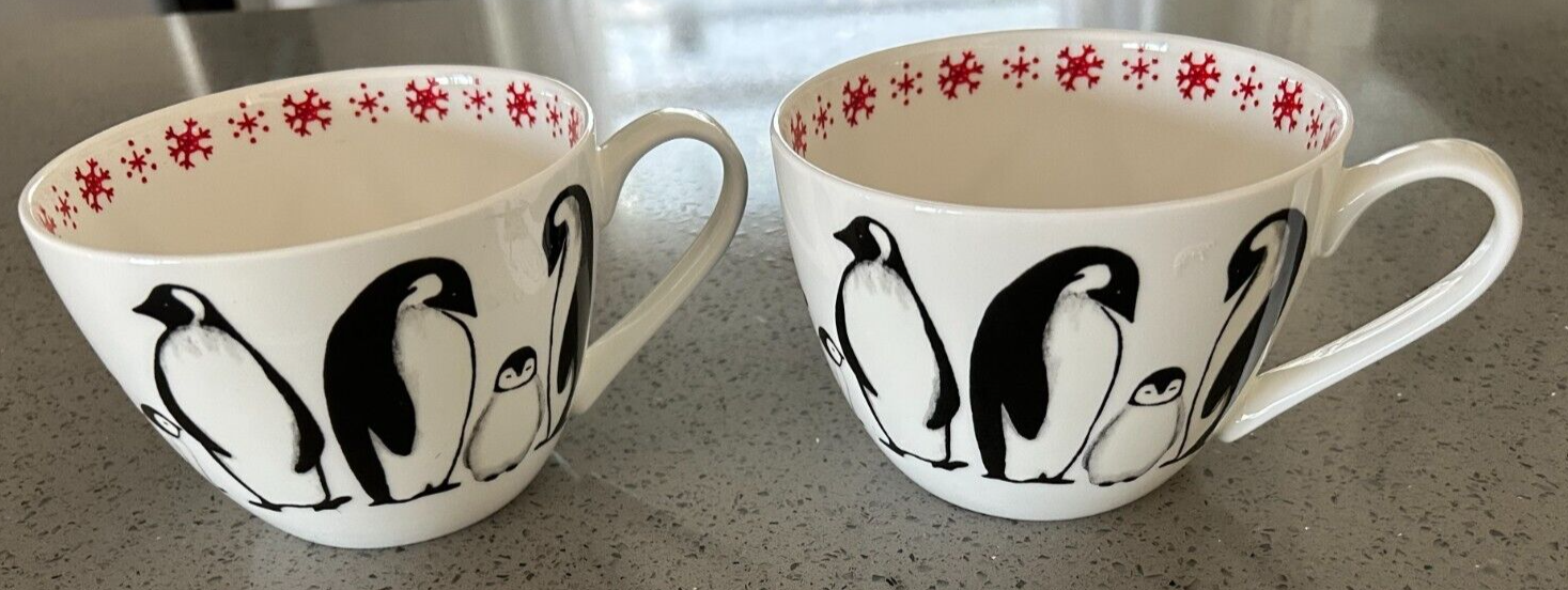 Set of 2 Penguin Winter Hot Chocolate Mugs Baby Its Cold Outside