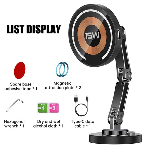 15W Magnetic Car Wireless Charger Mount Holder For Samsung iPhone 16 Cell Phone - Photo 12 sur 13