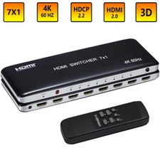 4K 3D HDR HDMI Switch 7X1 Switcher HDCP 2.2 Video Converter For PS4 DVD PC to TV