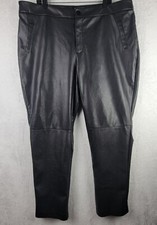 Eloquii 20 Black Faux Leather Pants Tapered Leg Pockets Goth Grunge Classic