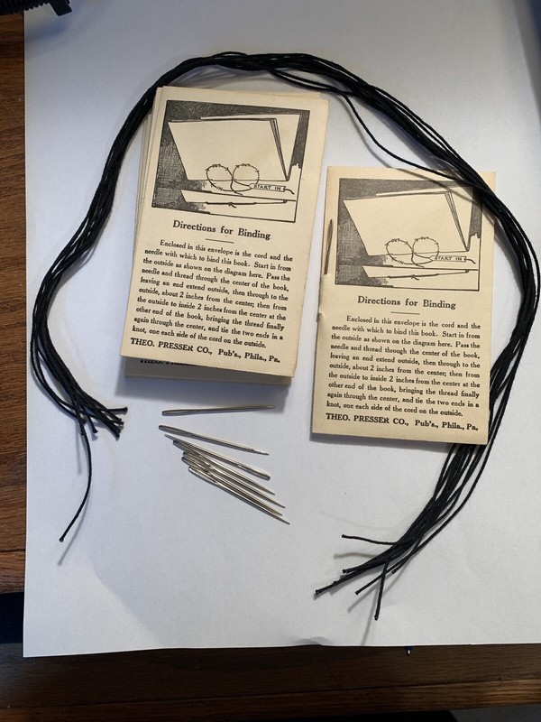 Antique Book Binding Cords Threads Needles Instru. Theo. Presser sewing FELT BOX