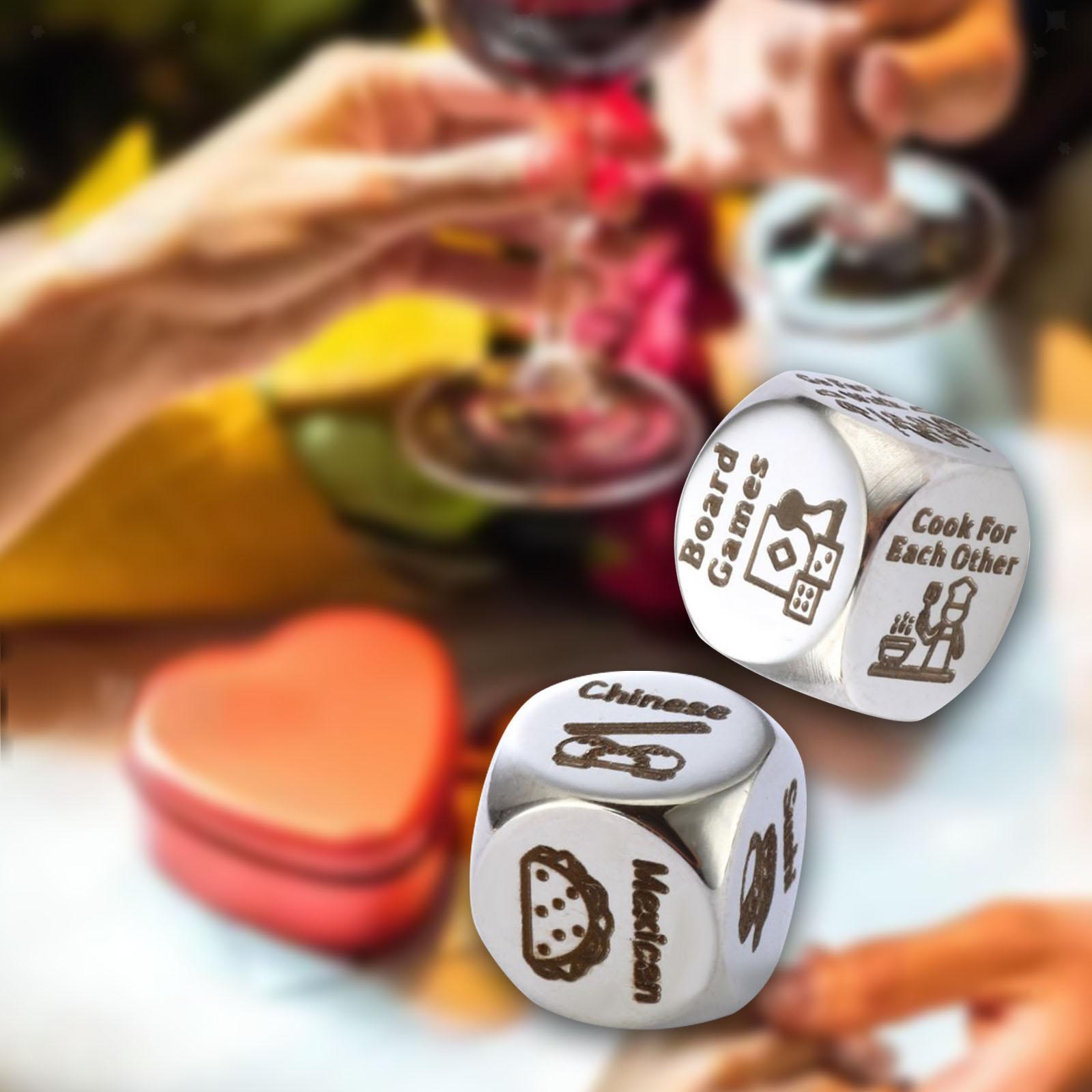 Dés De Rendez-Vous En Bois - 12 Faces Pour Choisir Resto & Activités En Couple - Jeu Romantique Réutilisable