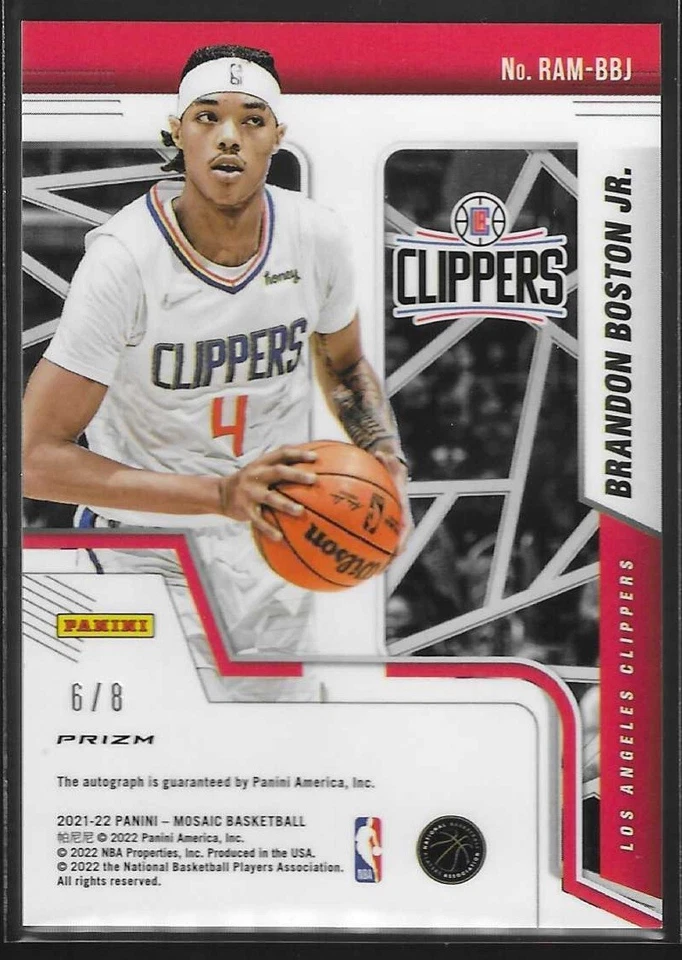 2021-22 Mosaic SSP BLACK GOLD Auto RC-BRANDON BOSTON JR /8 Choice Rookie RAMBBJ - Image 2 of 2