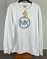 Michael Kors Unisex White MK Logo Sweatshirt Long Sleeve Large New With Tag