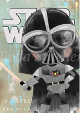 Star Wars Darth Vader Cartoon Style Fan Art 8x10 Craft Cotton Fabric Block