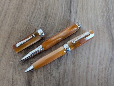 Montegrappa Micra Caramel Brown Ball Pens Sterling Silver 925 Trim