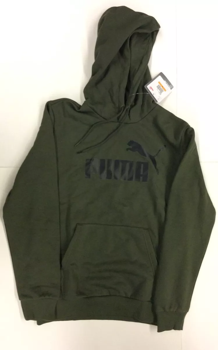 Puma Mens Essential Fleece Big Logo Hoodie Forest Night Small