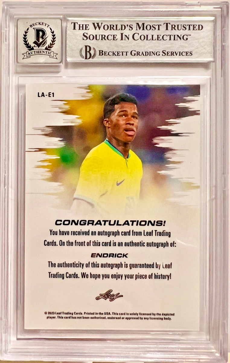 2023 LEAF Signed Brazil Endrick Moreira #LAE1 Beckett Auto 10 Card
