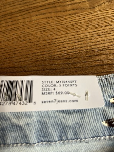 Seven 7 Women’s Blue Denim Weekend Slim Fit Jeans Size 4 Distressed MSRP $69 - Picture 5 of 12