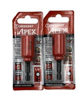Lot of 2 - Crescent 2-9/16” Magnetic Impact 1/4" Bit Holder APEX TOOLS CAUGBQ2D