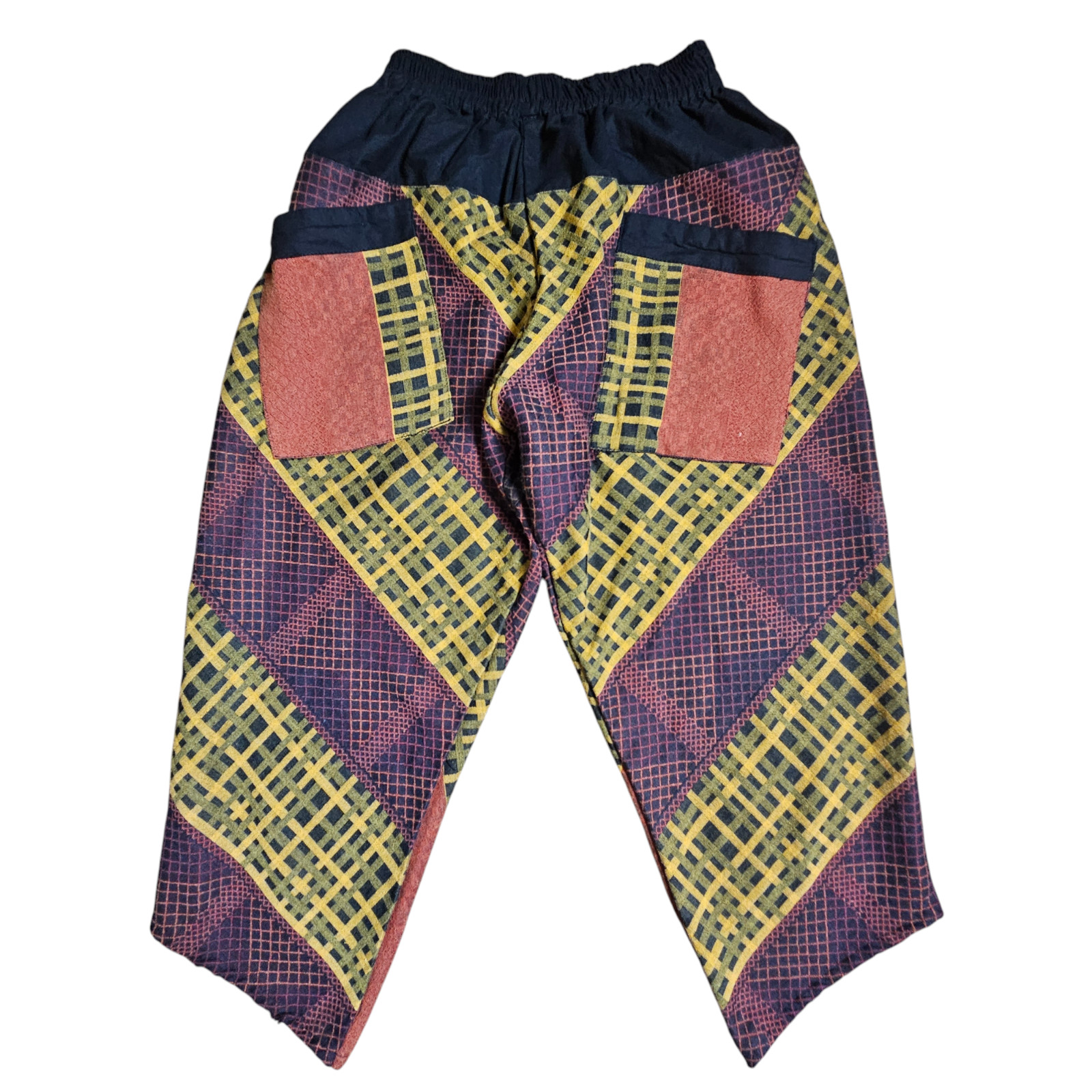 Geometric Plaid Patchwork Cropped Capri Pants Wom… - image 3