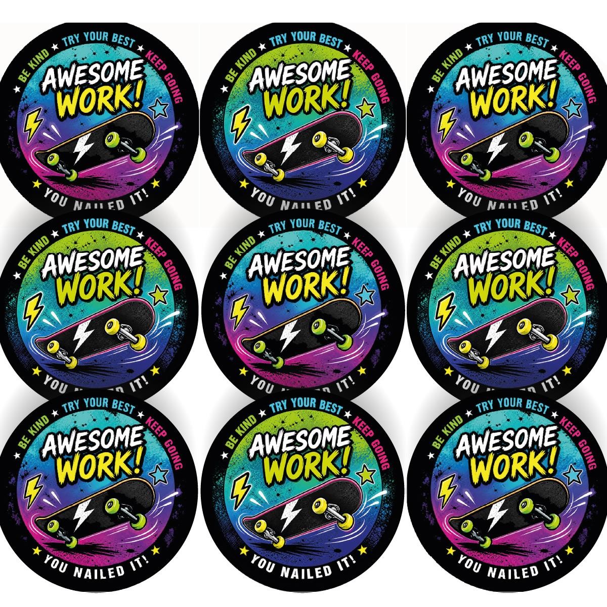 144 Skateboard Awards Children's Reward Stickers - 30mm - Parents, Skateparks
