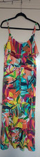 Per Una Womens Abstract Multicoloured Slip Dress Strappy Ruffle Maxi Size 14