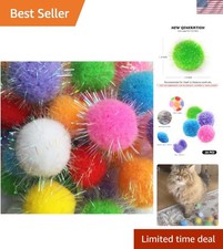 Extra Large 1.5 Inch Plush Glitter Pom Pom Balls   20 Colorful Cat Toys