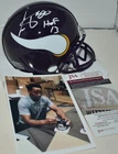 CHRIS CARTER AUTOGRAPHED VSR4 REPLICA TB MINI HELMET MINNESOTA VIKINGS HOF 2013