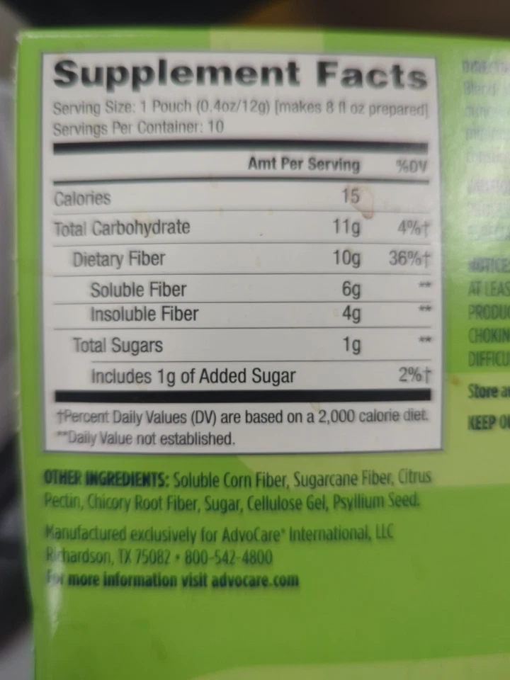 AdvoCare Fiber Unflavored 10 Pouches BB 10/25 - Image 4 of 4