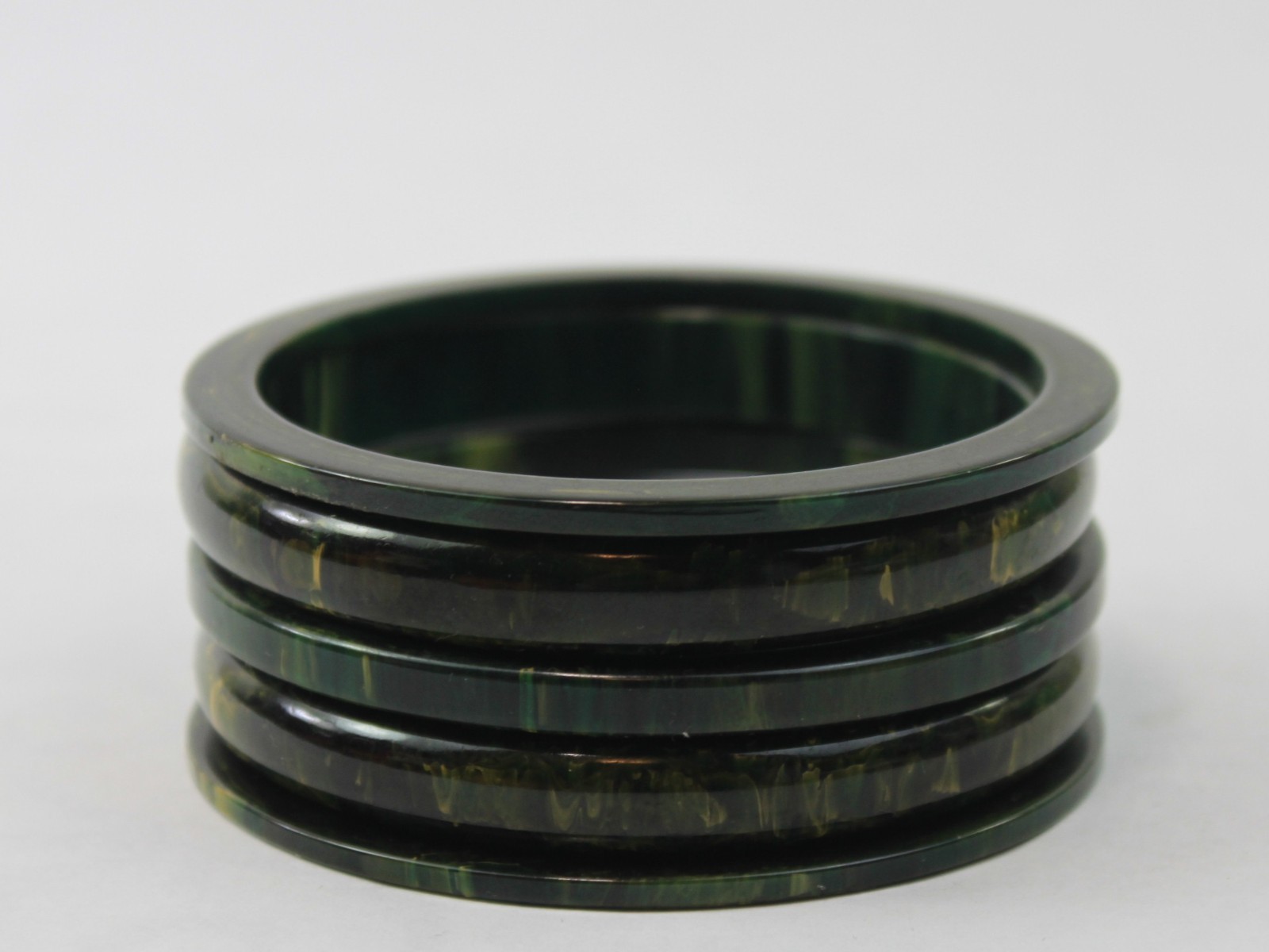 Bakelite Bangle Stack Set Blue Moon Domed Flat Si… - image 1