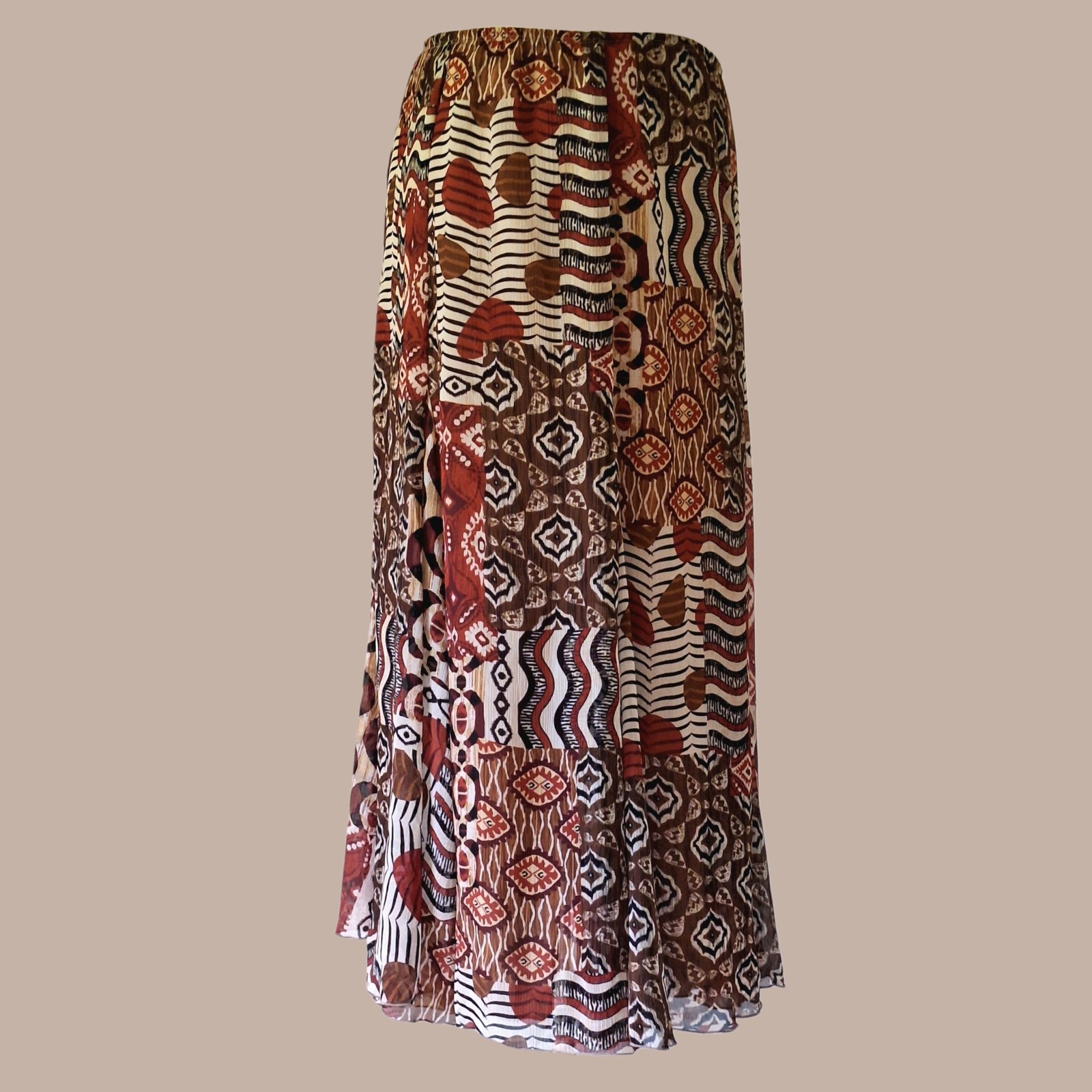 Ruby Road Elastic Waist Long Maxi Skirt Abstract Tribal Boho Earthtones Plus 16