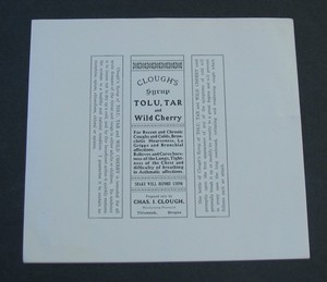 #39 - 10 old TILLAMOOK, OREGON / CLOUGH'S TOLU TAR CHERRY medicine box LABELS