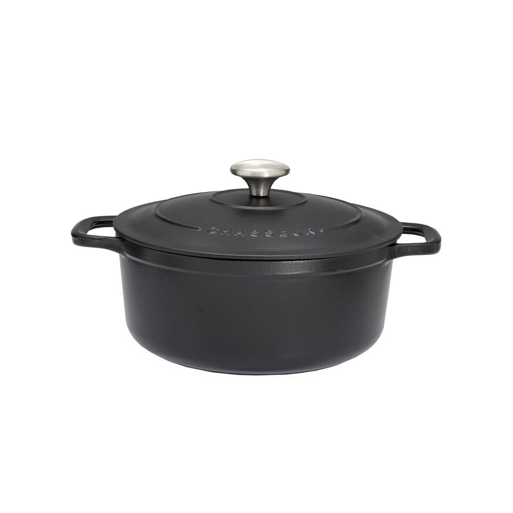 Cocotte ronde 18 cm fonte émaillée noir pour repas de famille et petits plats