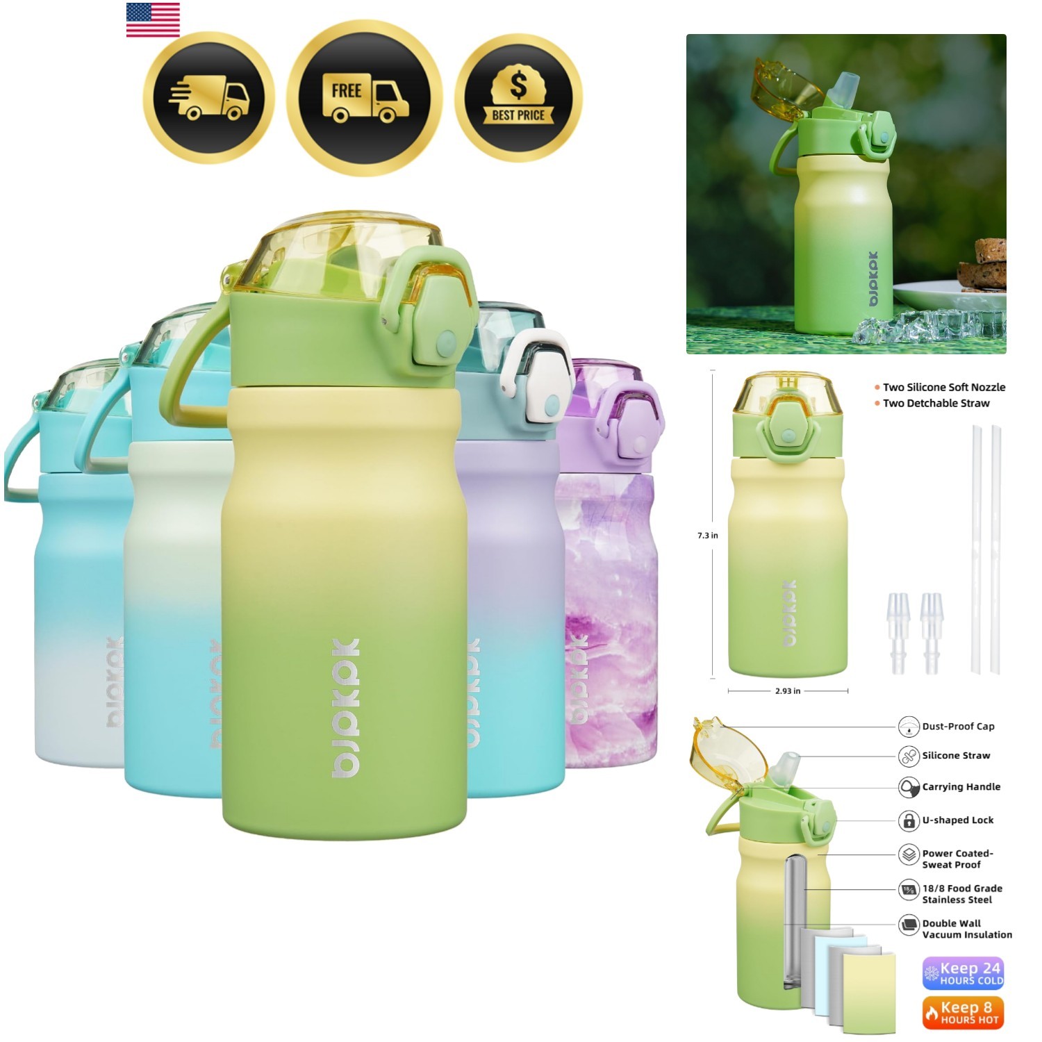 14oz Insulated Leakproof Reusable Lime