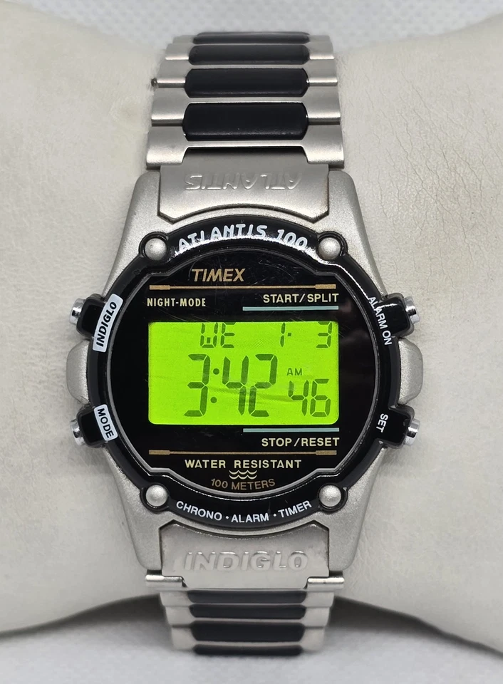 Men's Timex Atlantis 100 Expedition Indiglo Black Silver Digital Watch 12 - Image 4 of 4