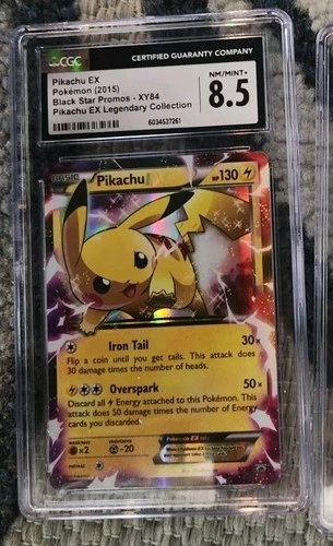 Pikachu EX XY84 CGC 8.5 NM/Mint + 2015 Black Star Promo EX Legendary Collection