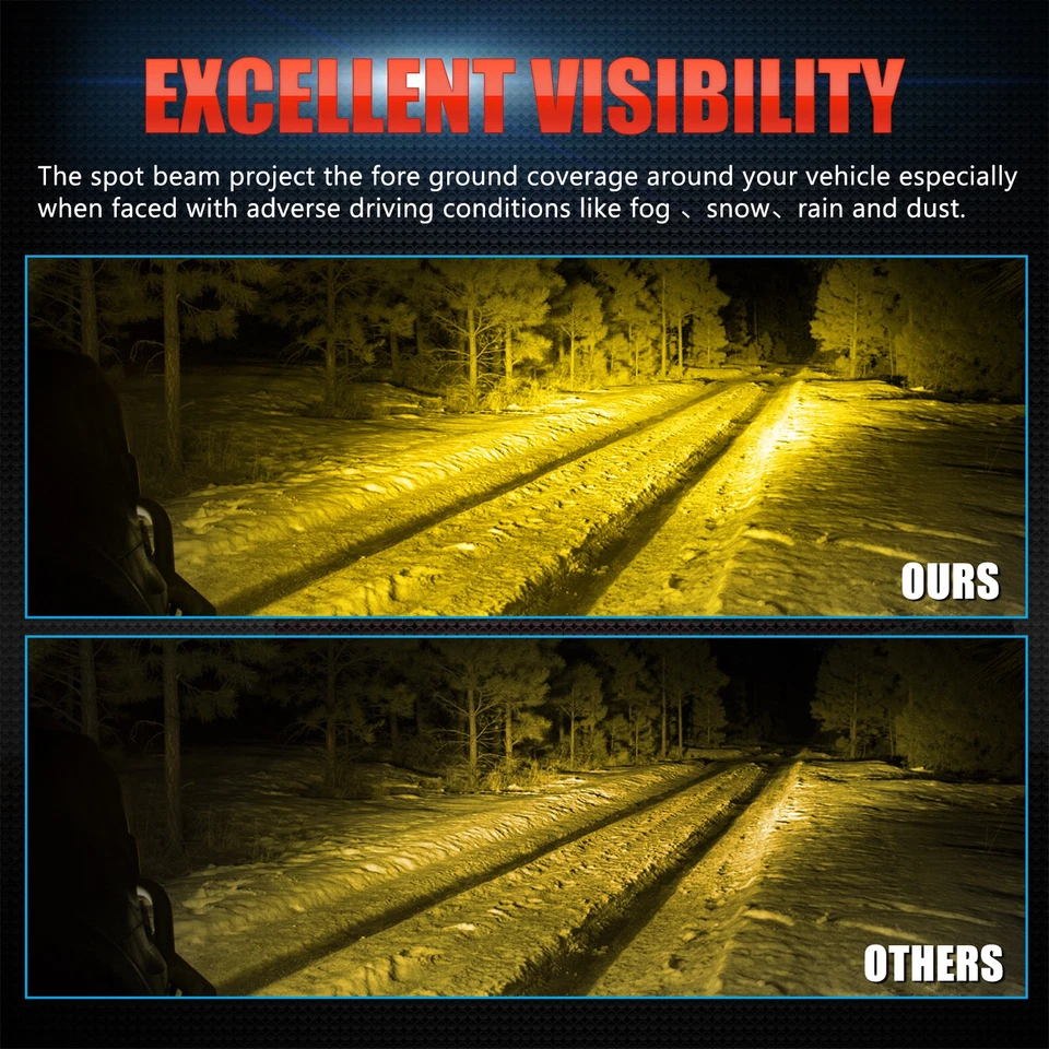 2X 3inch Ditch LED Cube Pods Work Light Bar Spot Driving Fog Amber Offroad Foto 3 de 4