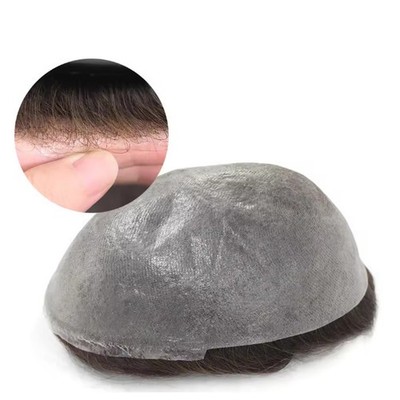 0.08-0.10mm Thin Skin mens toupee human hair System PU Base Natural Hairline