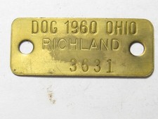 1960 Richland County Ohio Dog Tax Tag License - #65247