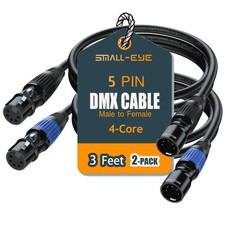 5 Pin DMX Cable 3 ft 2-Pack   4-Core Male to Female Stage Lighting Cable for ...