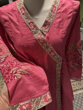 Pakistani Indian Designer Ethnic Shalwar Kameez Angarkha Choli Fancy Embr Pink L