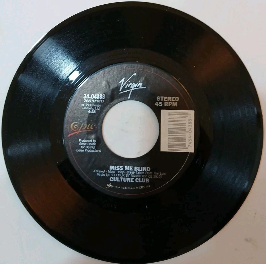 Culture Club~Color By Numbers~Miss Me Blind~1983 Virgin 45rpm Vinyl Record - Image 2 of 4