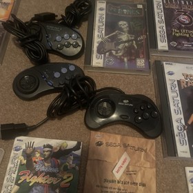 Sega Saturn Console and Game Lot of 22  Games Tested and Authentic 3 Controllers