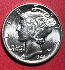 1942 Choice Uncirculated US Mercury SILVER Dime "Philadelphia" Mint! Old Coin!